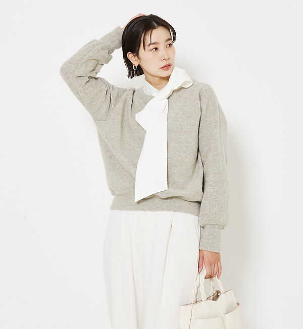 qualite「ラメスライバーニットプルオーバー」|スウェット・ジャージ|ライトベージュ