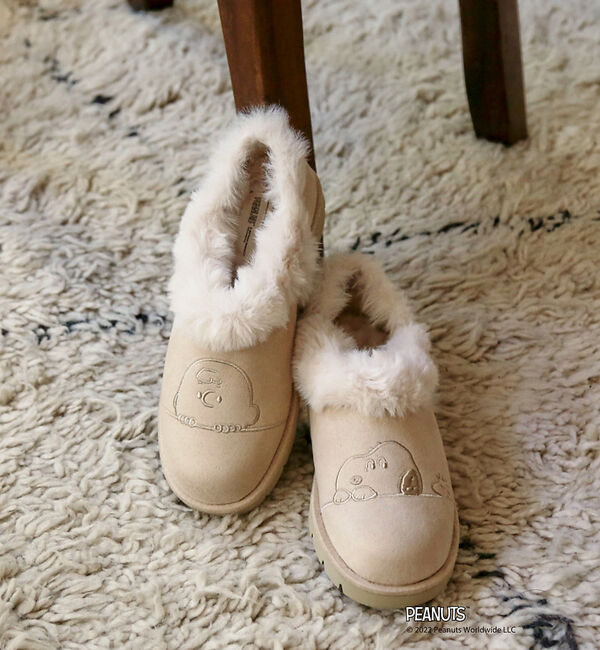 AU BANNISTER「【PEANUTS&times;Au BANNISTER】スヌーピーコラボ エコムートンブーツ」|ショートブーツ|