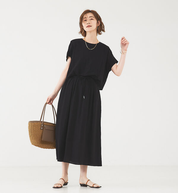 abahouse mavie「レーヨンリネンワンピース」|ワンピース|ブラック