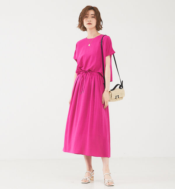 abahouse mavie「レーヨンリネンワンピース」|ワンピース|ピンク