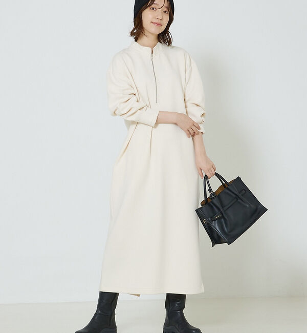 abahouse mavie「【大人のいちまんワンピ】シルキーダンボールワンピ」|ワンピース|アイボリー