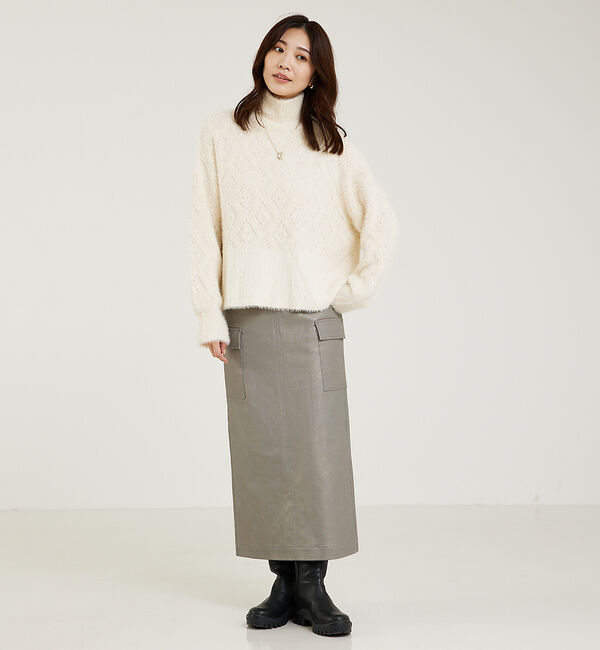 abahouse mavie「シャギーミックスダイヤ柄タートル」|ニット・セーター|