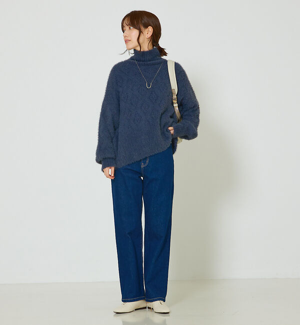 abahouse mavie「シャギーミックスダイヤ柄タートル」|ニット・セーター|