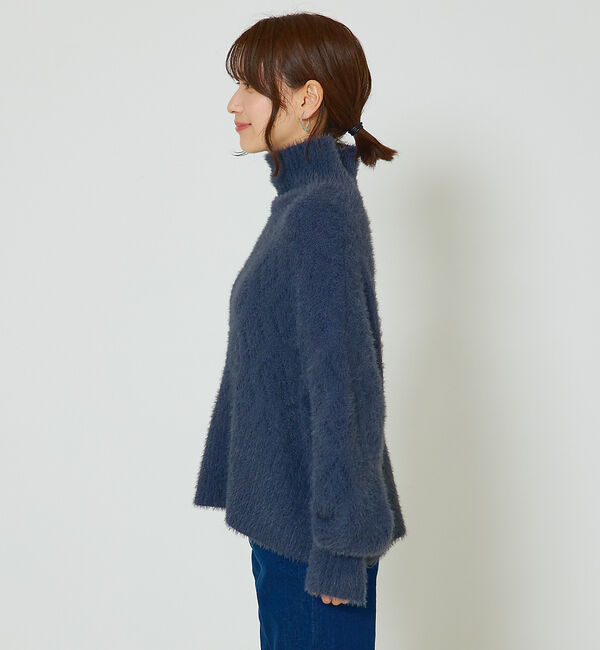 abahouse mavie「シャギーミックスダイヤ柄タートル」|ニット・セーター|