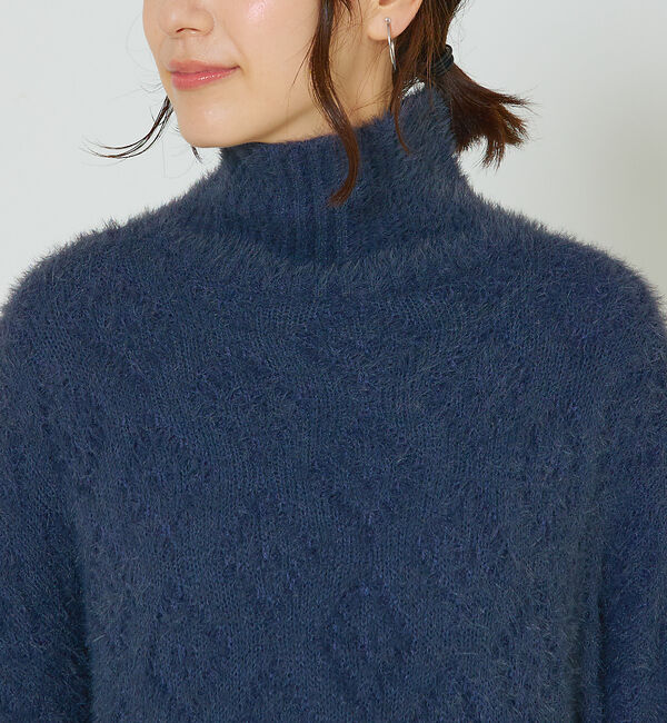 abahouse mavie「シャギーミックスダイヤ柄タートル」|ニット・セーター|