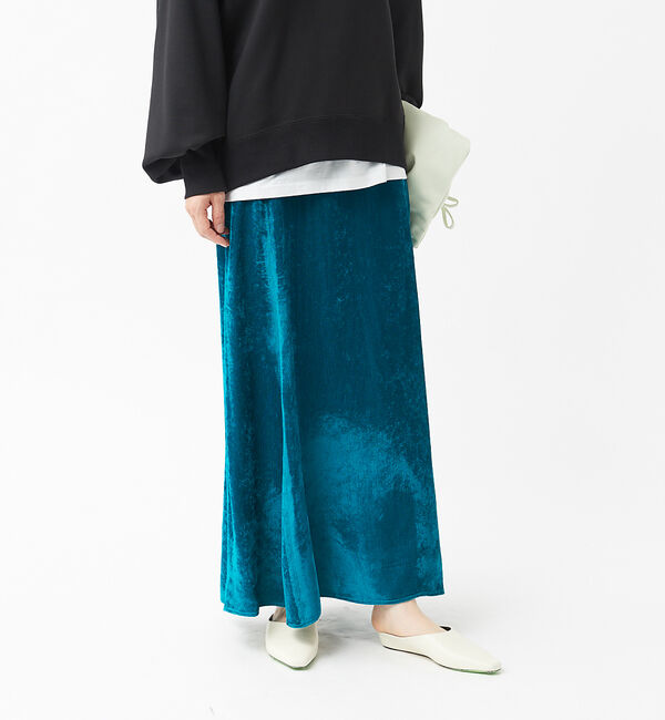 The Store by C' 「【COCUCA】ベルベット マキシスカート」|スカート|エメラルドグリーン