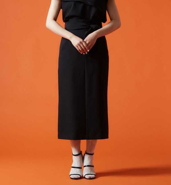 TIARA「麻調ハイウエストタイトスカート」|スカート|ブラック