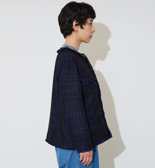 Liesse「フリンジノーカラーツイードジャケット」|ノーカラージャケット|