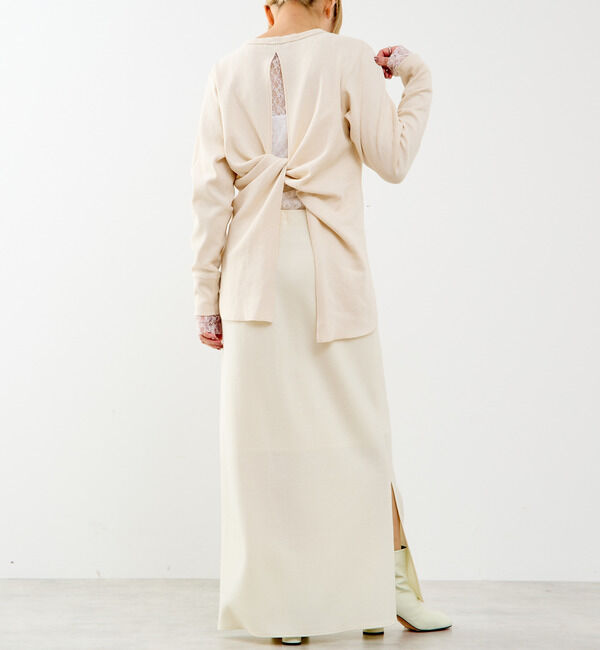 A_「【A_/エース】バックツイストデザインクルーネックカットソー」|Tシャツ・カットソー|