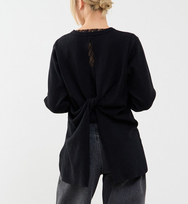 A_「【A_/エース】バックツイストデザインクルーネックカットソー」|Tシャツ・カットソー|ブラック