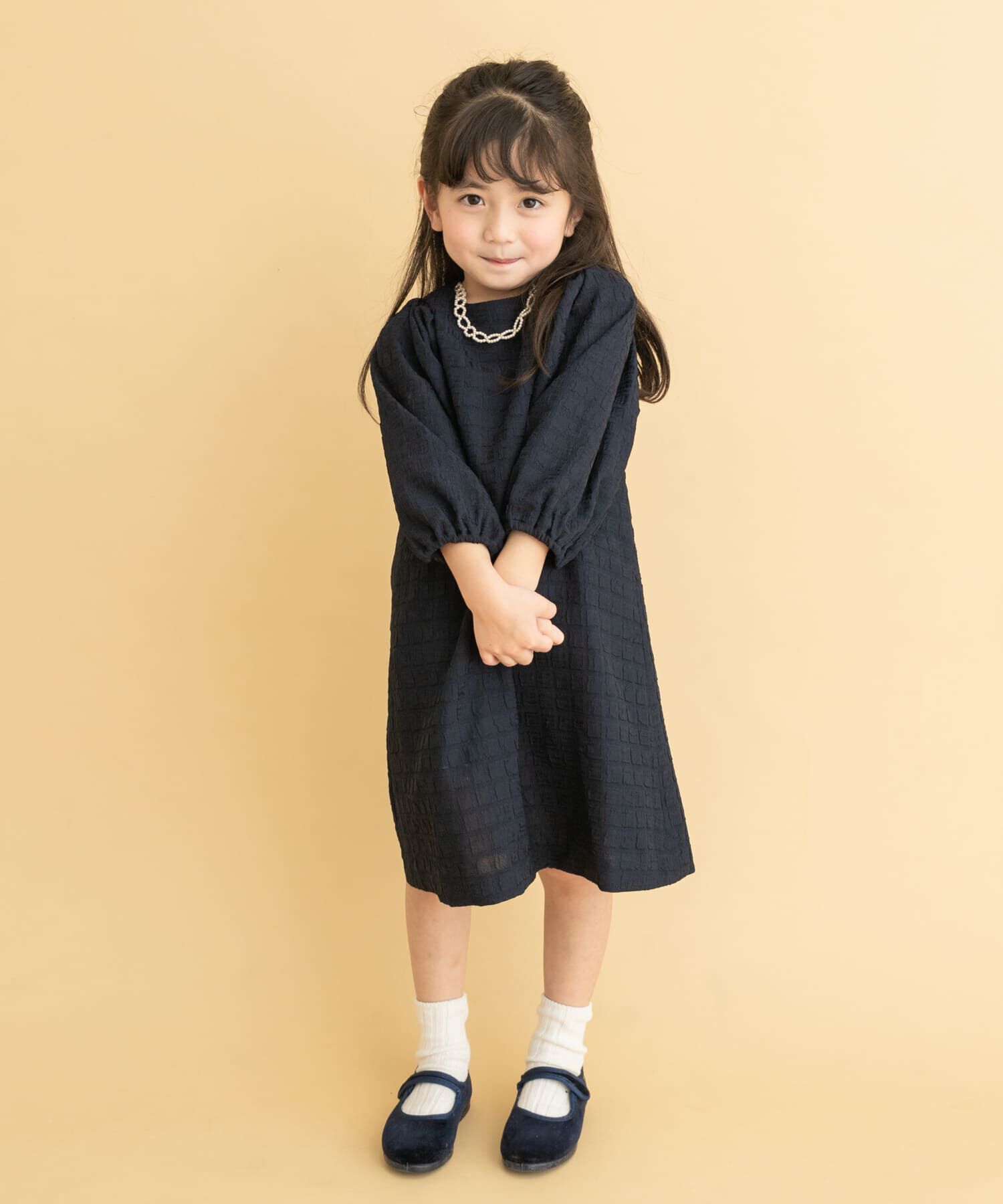 URBAN RESEARCH DOORS「チェック柄ドレスワンピース(KIDS)」|ワンピース|ネイビー