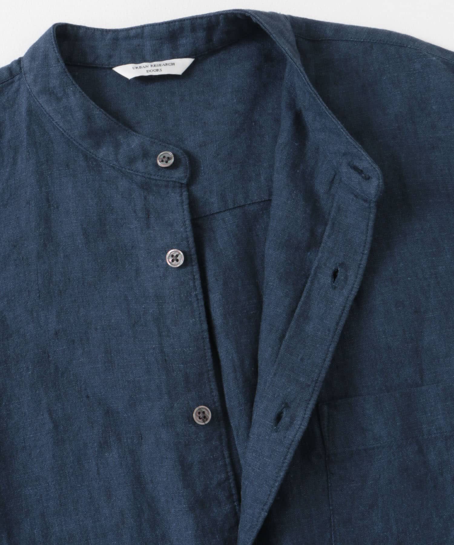 URBAN RESEARCH DOORS「『XLｻｲｽﾞ/WEB限定』ｼﾙｹｯﾄﾘﾈﾝ ﾊﾞﾝﾄﾞｶﾗｰｼｮｰﾄｽﾘｰ」|シャツ・ブラウス|