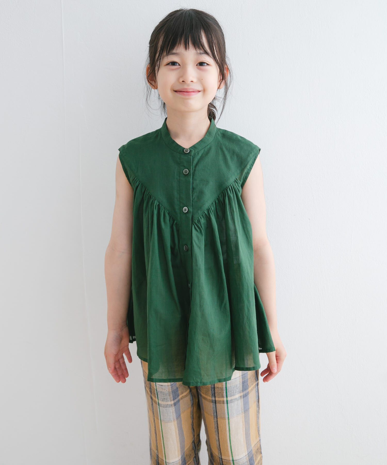 URBAN RESEARCH DOORS「『親子リンク』コットンボイルV切替ブラウス(KIDS)」|その他|グリーン