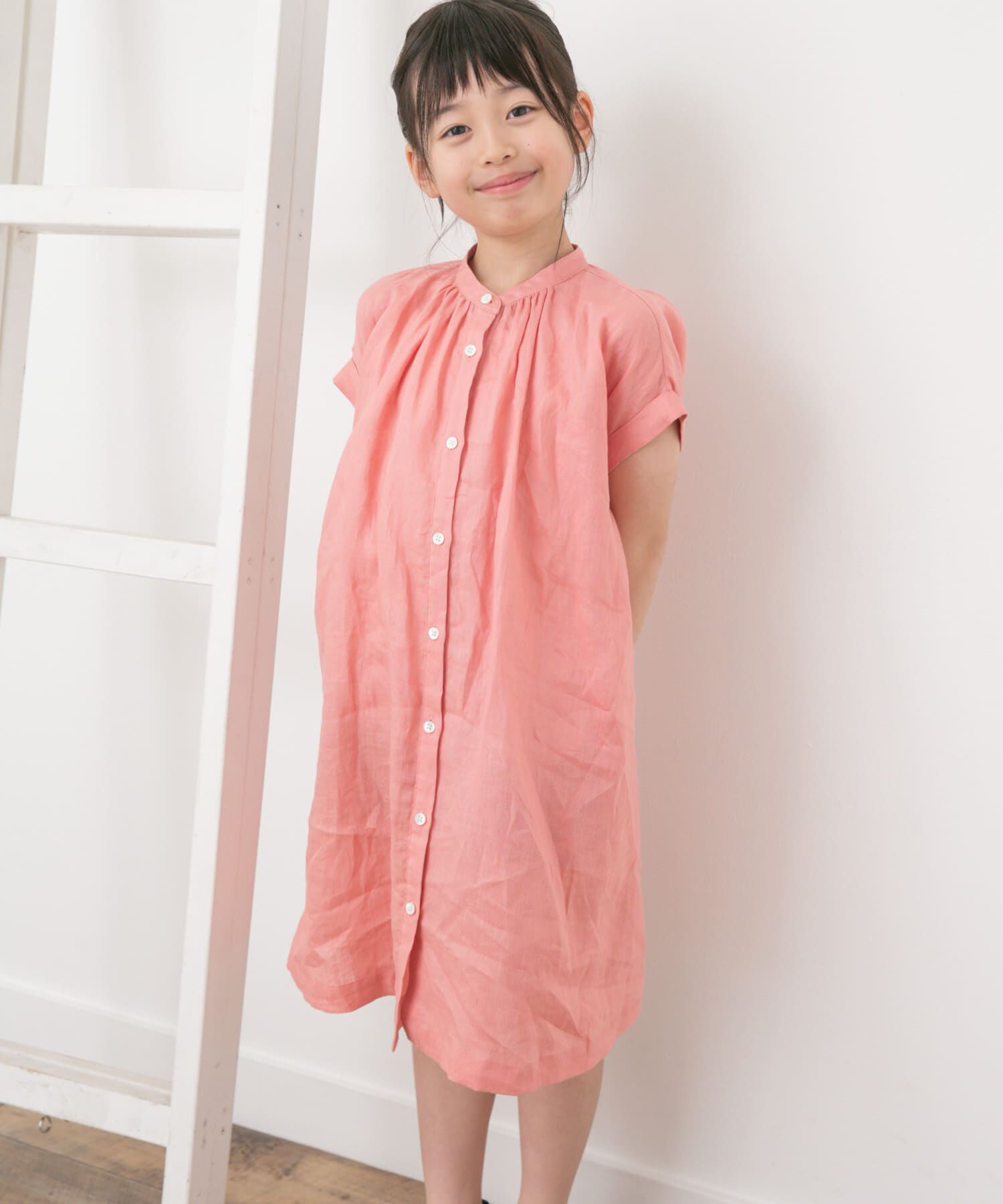URBAN RESEARCH DOORS「『親子リンク』リネンギャザーワンピース(KIDS)」|ワンピース|