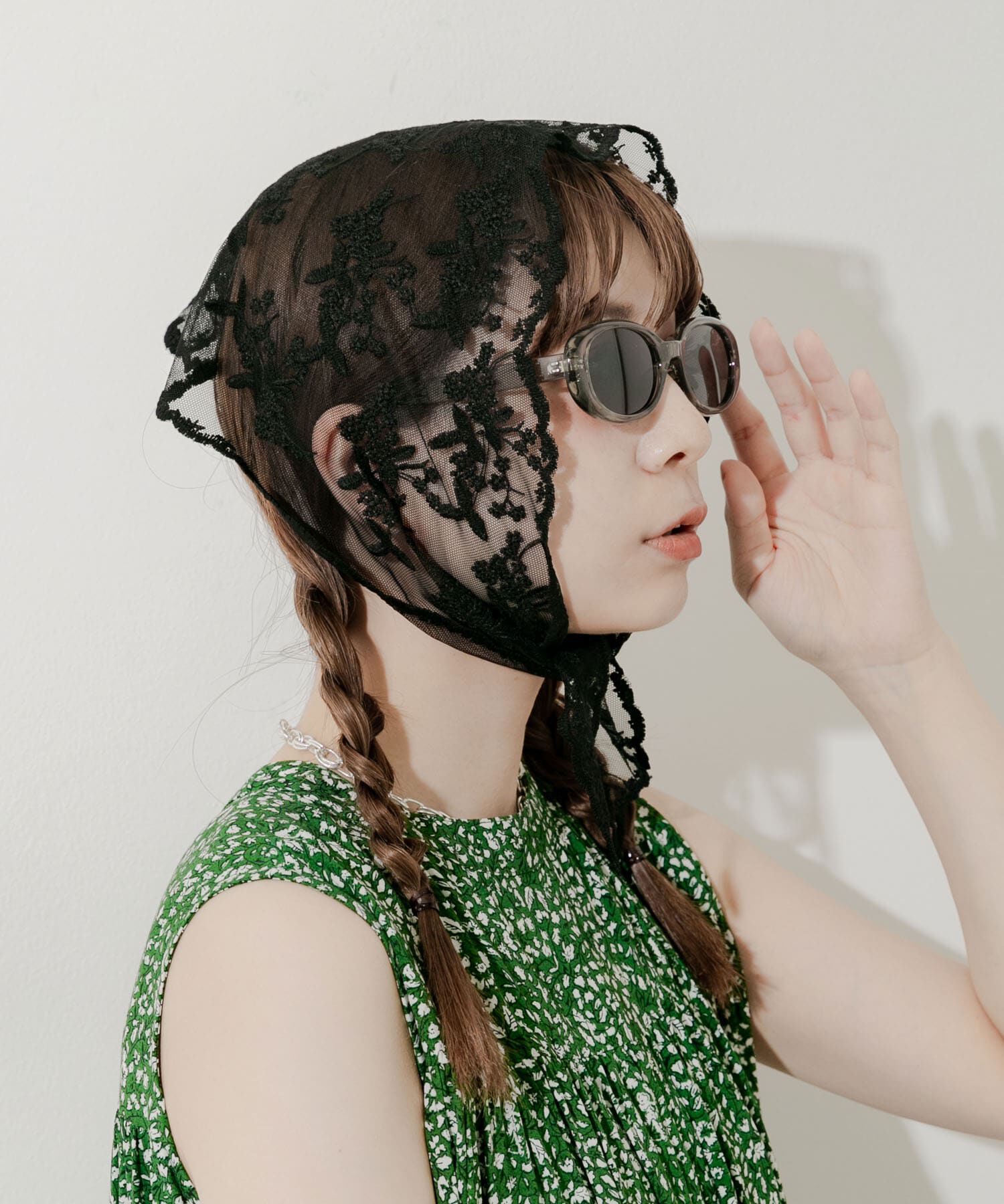 SMELLY「レーススカーフ」|バンダナ・スカーフ|ブラック