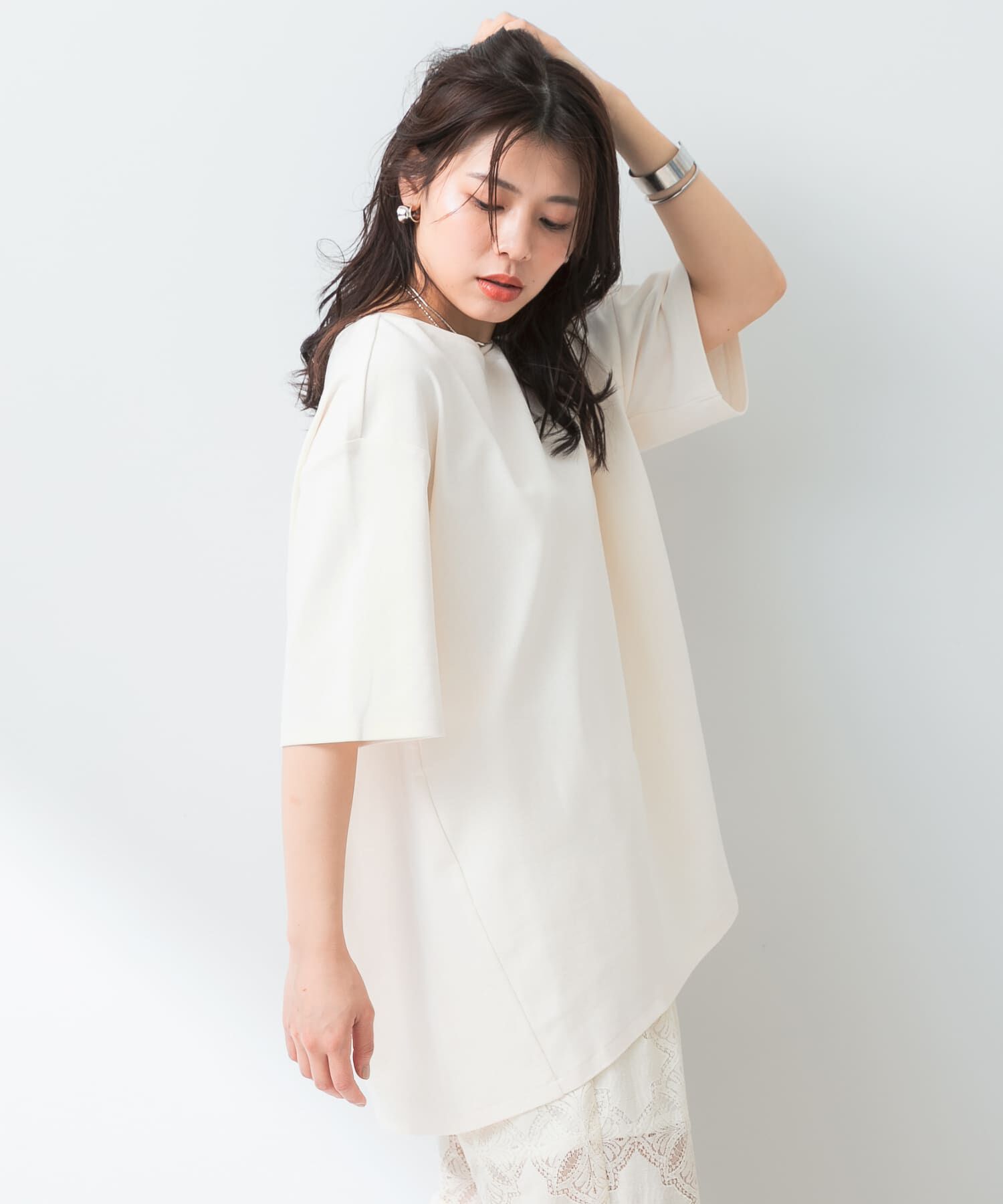 URBAN RESEARCH ROSSO「『UR TECH ひやサラクール』F by ROSSO　コクーンフレアチュニックTシャツ」|Tシャツ・カットソー|