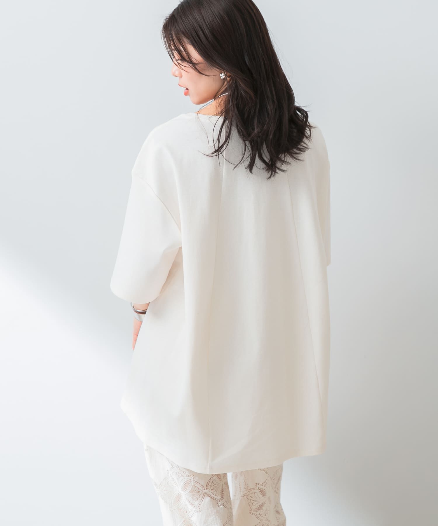 URBAN RESEARCH ROSSO「『UR TECH ひやサラクール』F by ROSSO　コクーンフレアチュニックTシャツ」|Tシャツ・カットソー|