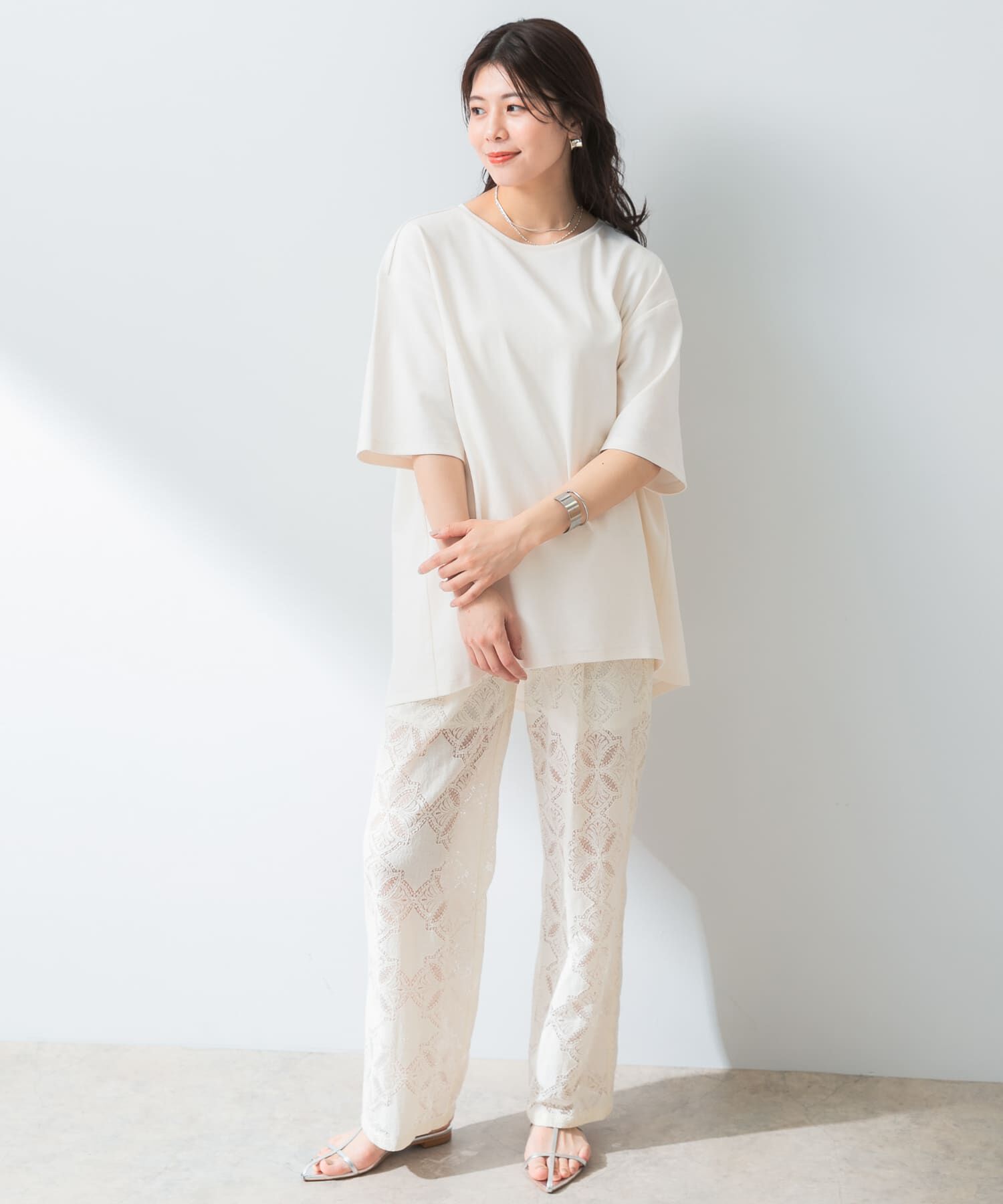 URBAN RESEARCH ROSSO「『UR TECH ひやサラクール』F by ROSSO　コクーンフレアチュニックTシャツ」|Tシャツ・カットソー|