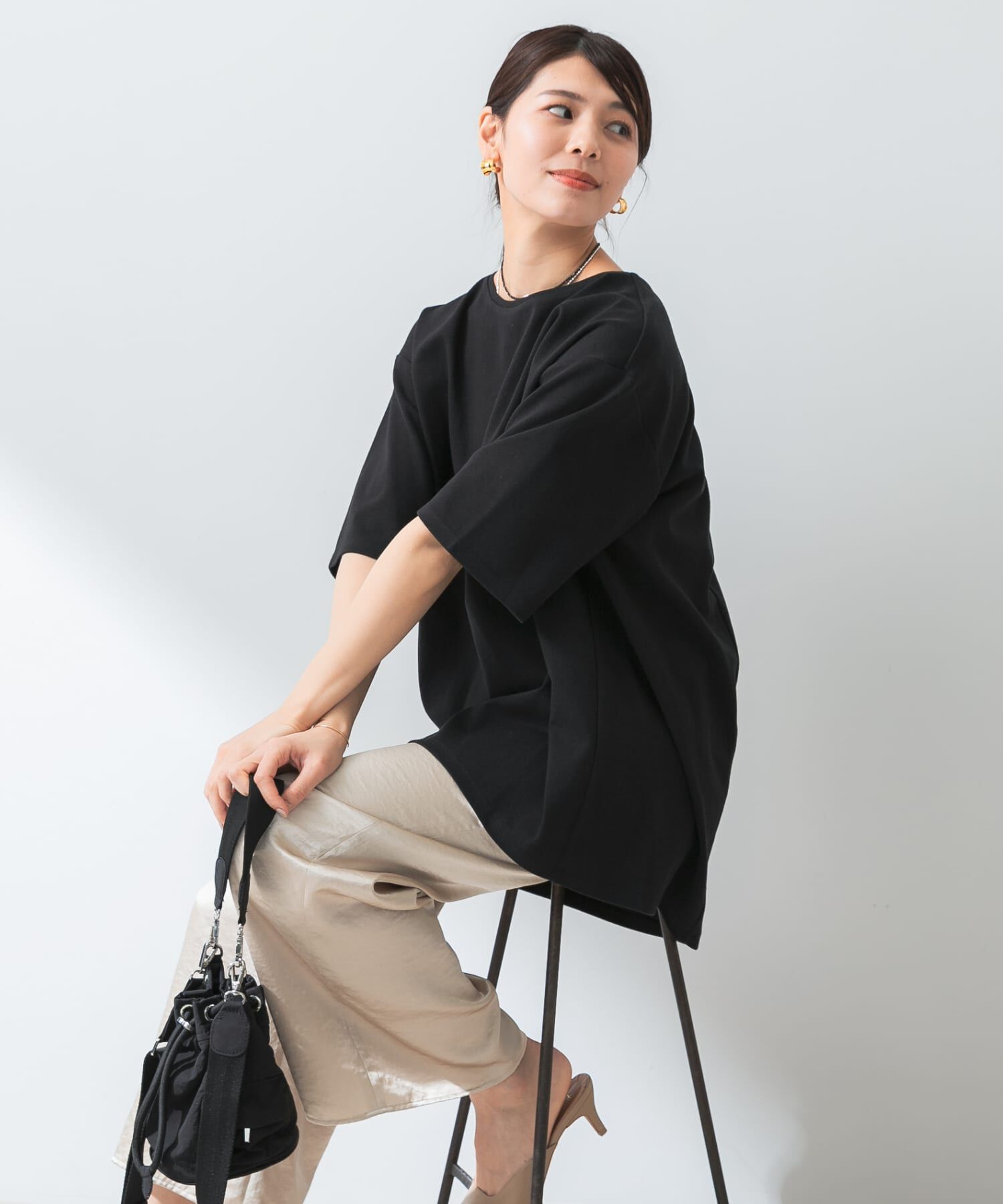 URBAN RESEARCH ROSSO「『UR TECH ひやサラクール』F by ROSSO　コクーンフレアチュニックTシャツ」|Tシャツ・カットソー|