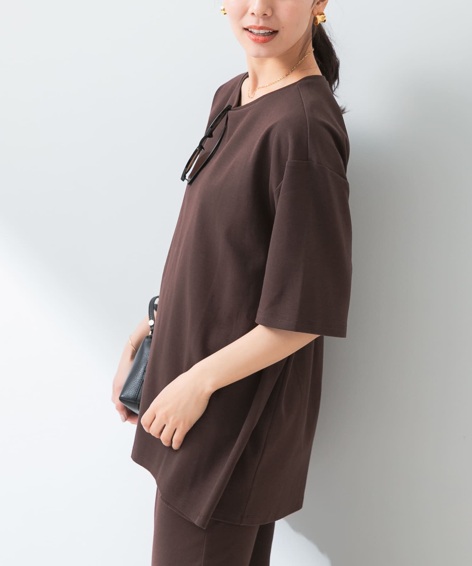 URBAN RESEARCH ROSSO「『UR TECH ひやサラクール』F by ROSSO　コクーンフレアチュニックTシャツ」|Tシャツ・カットソー|