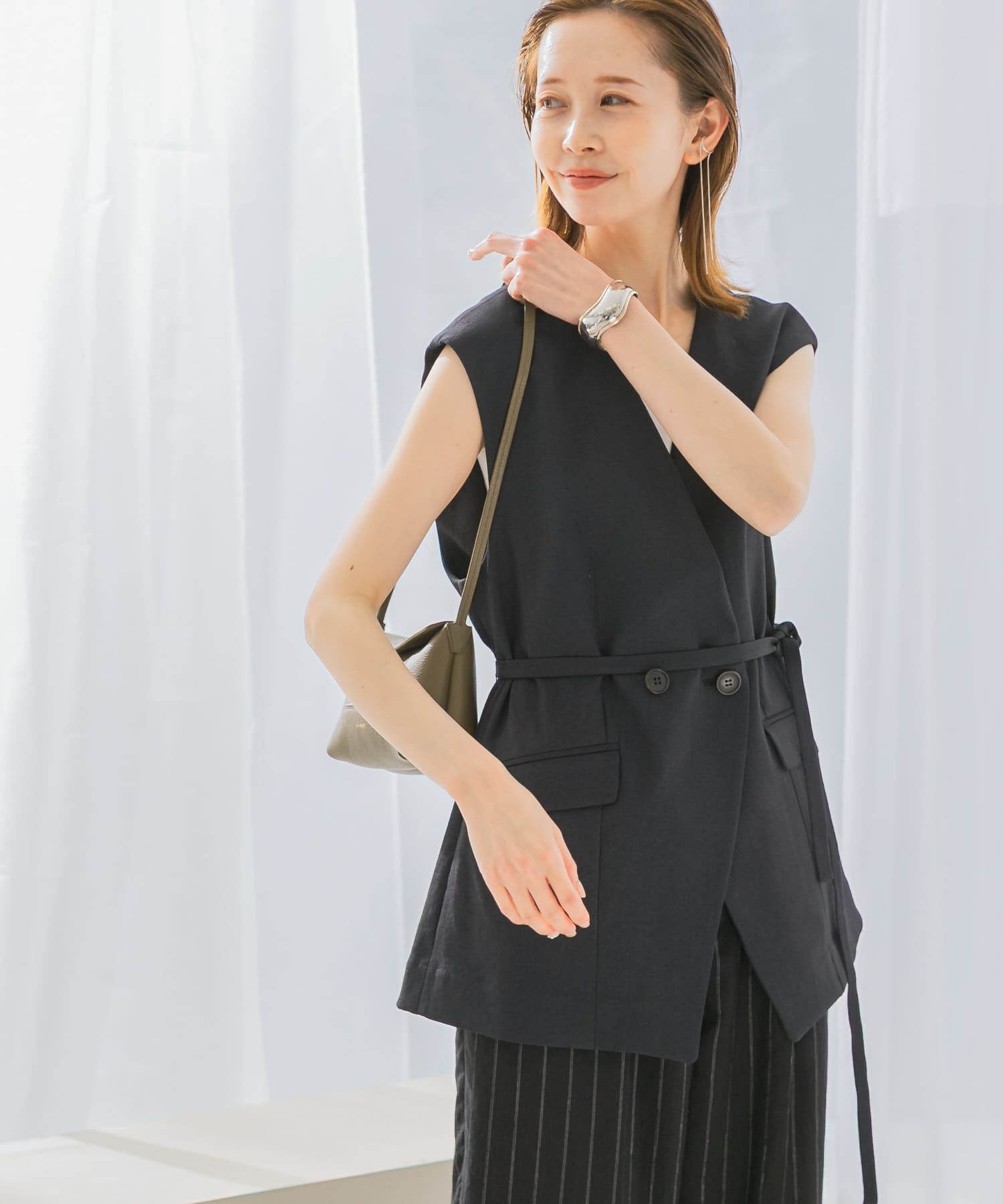 URBAN RESEARCH ROSSO「接触冷感リネン混ジレ」|ベスト・ジレ|チャコールグレー