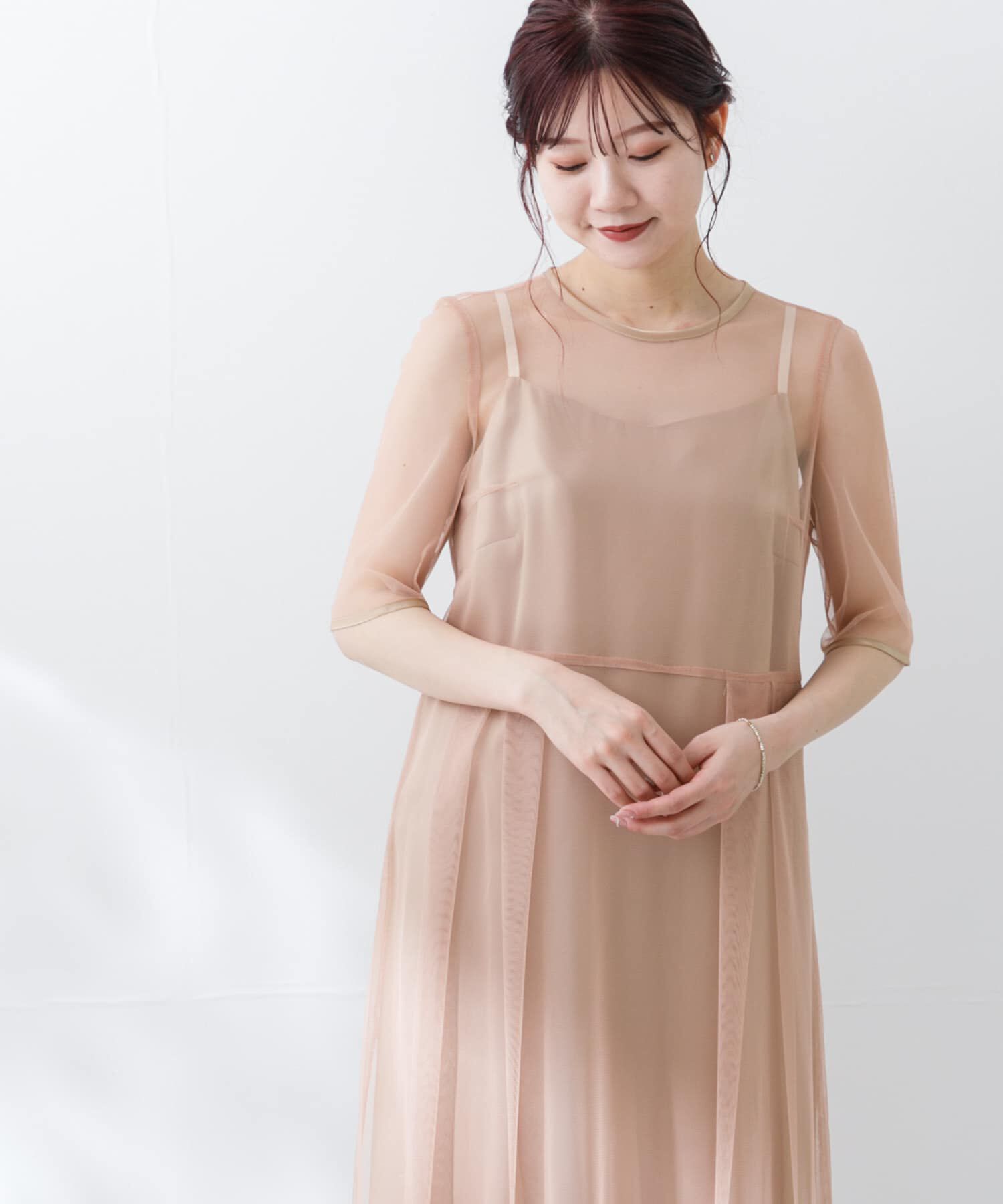 URBAN RESEARCH ROSSO「kaene　シャンブレーキャミドッキングドレス(sh)」|ワンピース|