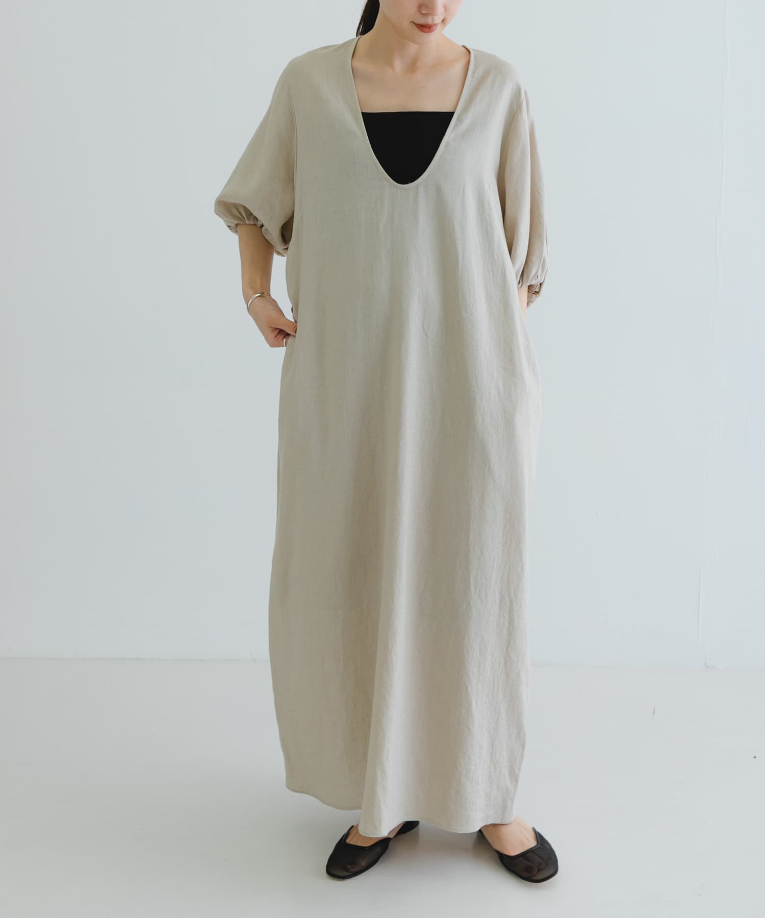 URBAN RESEARCH「リネンレーヨンUネックワンピース」|ワンピース|