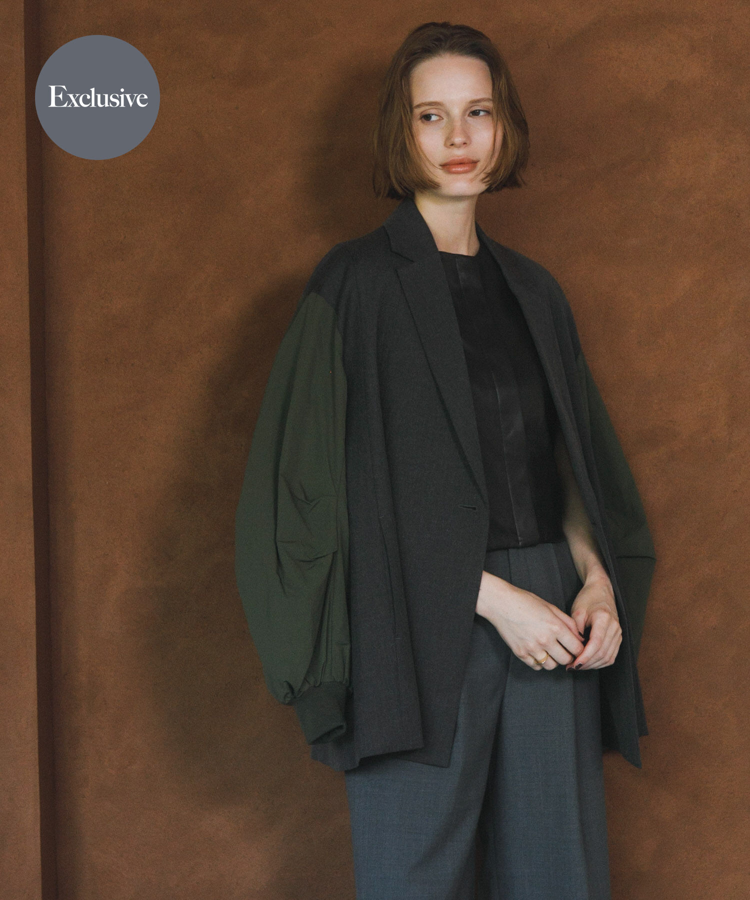 URBAN RESEARCH ROSSO「『別注』CHIGNON&times;ROSSO　袖ドッキングフォルムジャケット」|その他|チャコールグレー