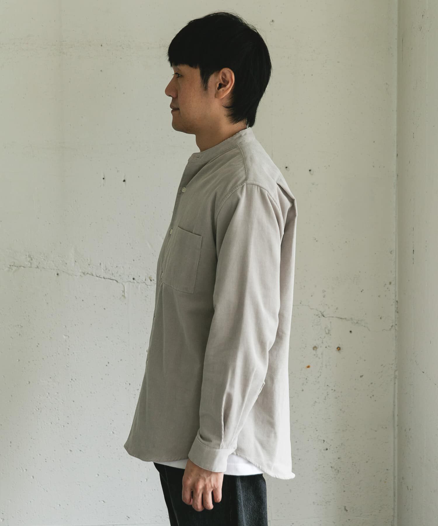 URBAN RESEARCH DOORS「『UR TECH』コーデュロイバンドカラーシャツ」|シャツ・ブラウス|