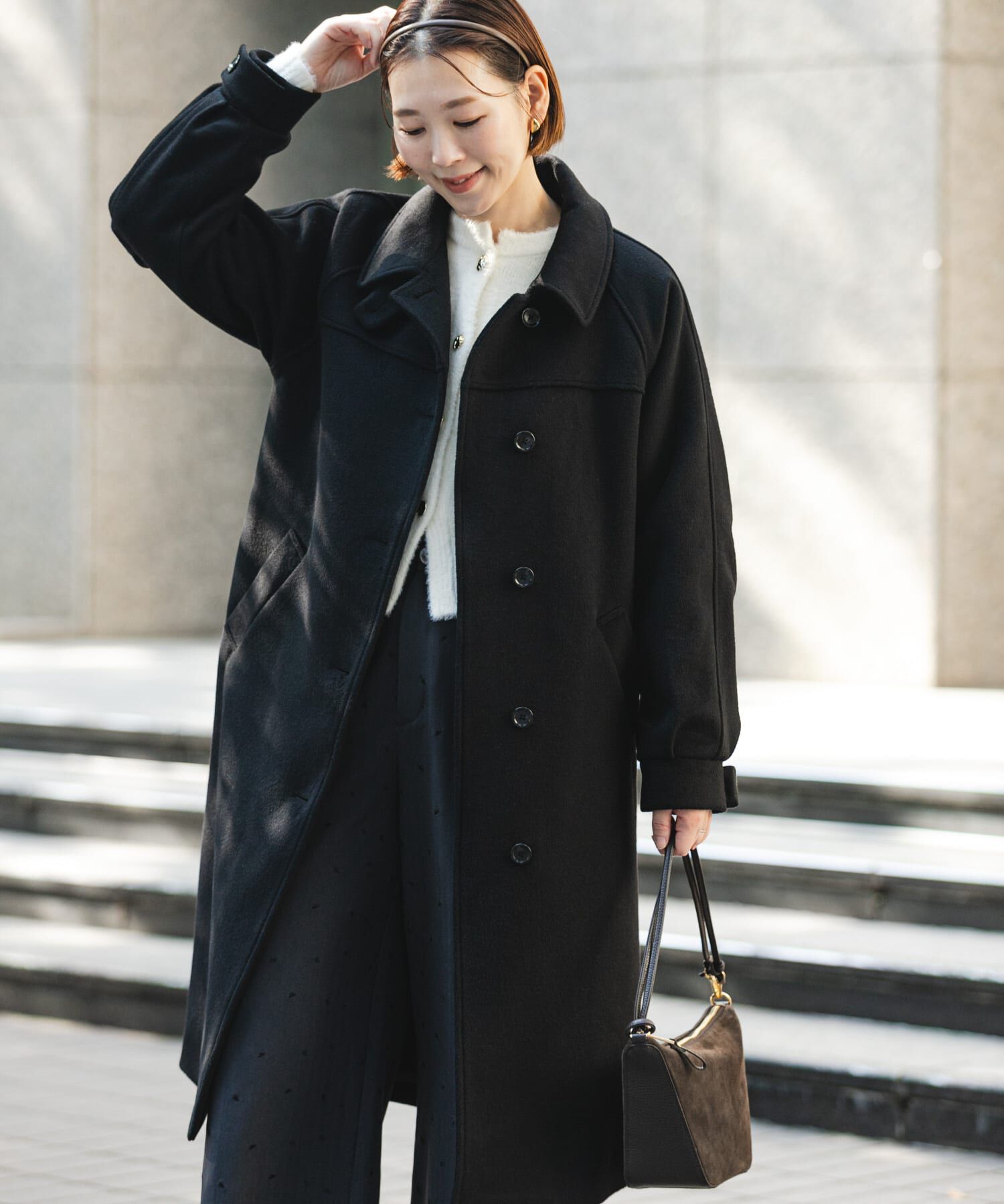 URBAN RESEARCH ROSSO「F by ROSSO　『UR TECH』ビーバーステンカラーロングコート」|ステンカラーコート|