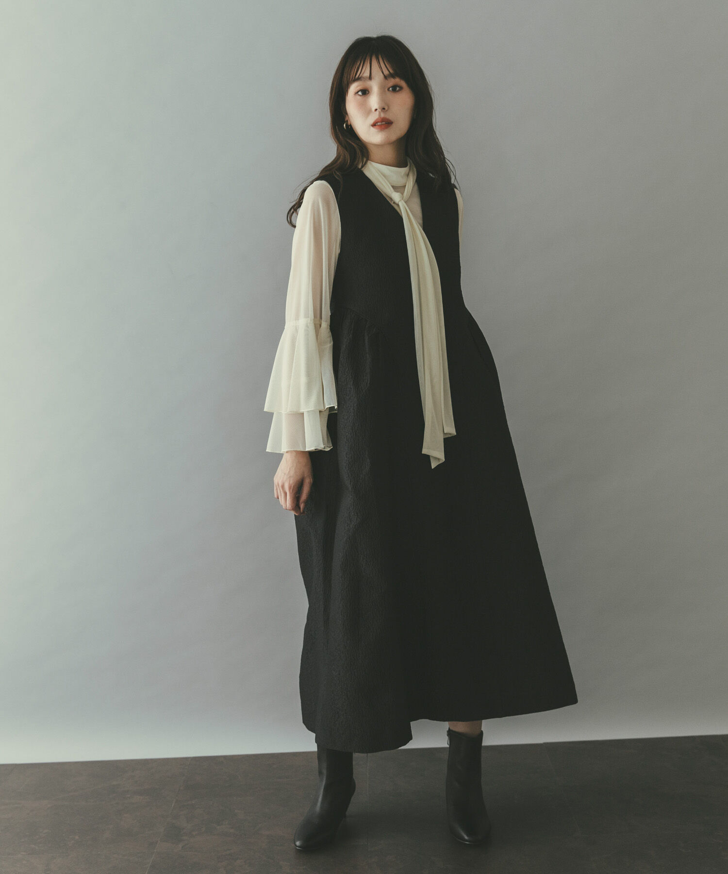 URBAN RESEARCH ROSSO「ジャガードフォルムレイヤードワンピース」|ワンピース|