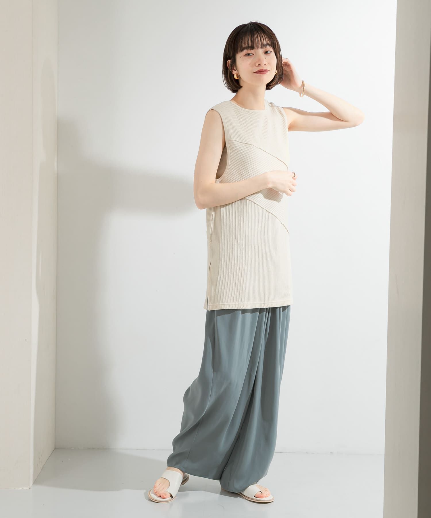  「BACKオープンメローリブタンクトップ」|タンクトップ|