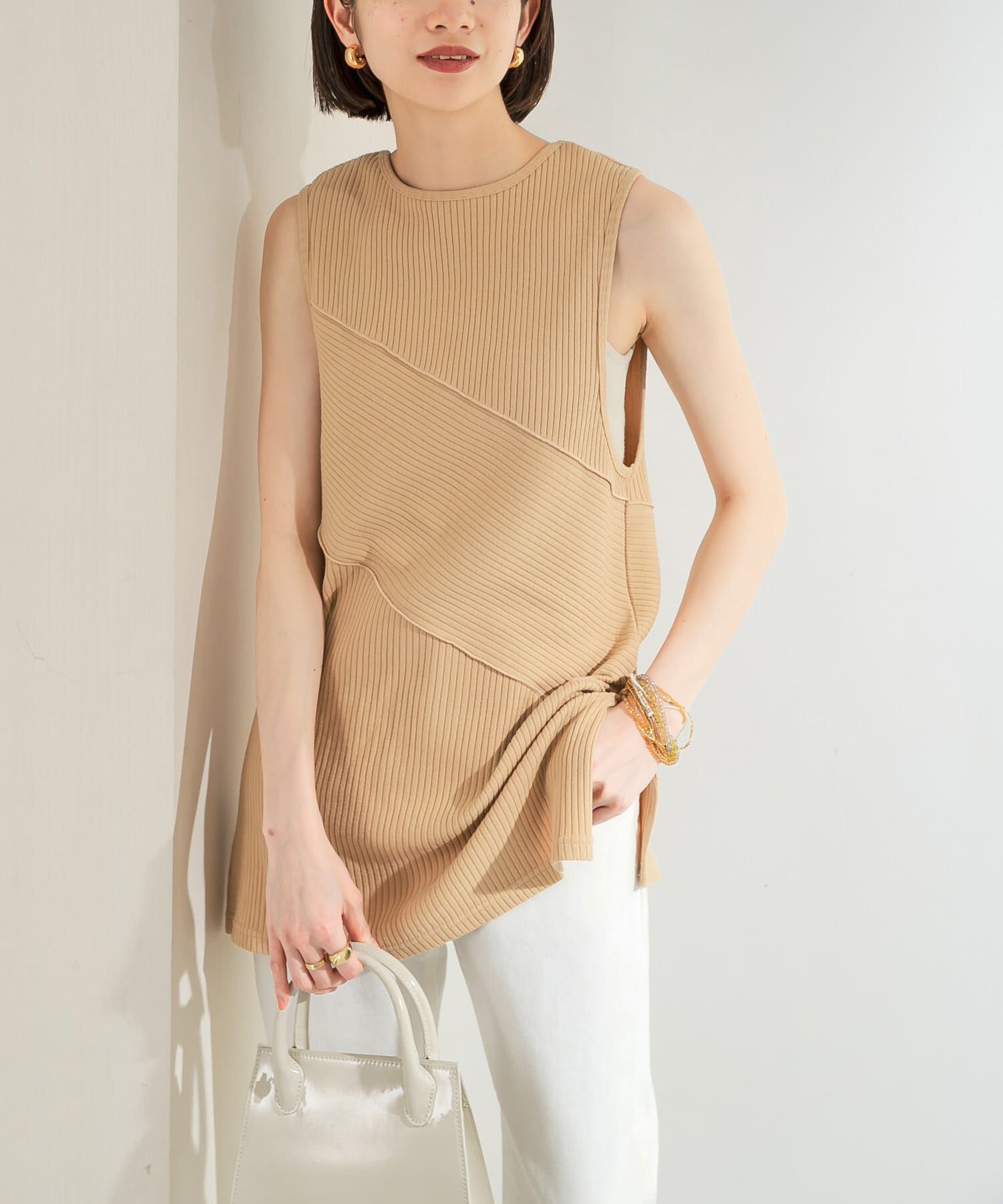  「BACKオープンメローリブタンクトップ」|タンクトップ|