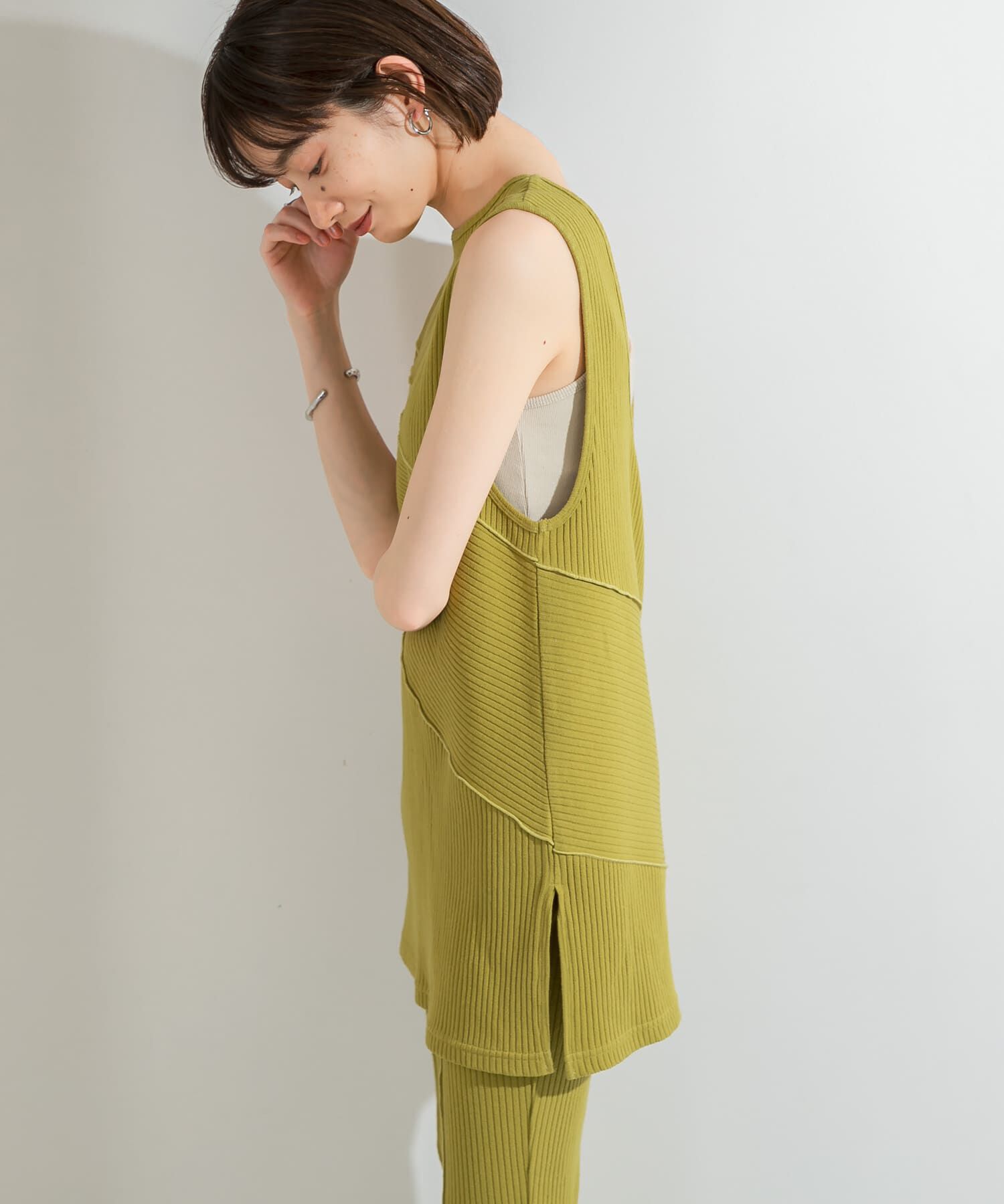  「BACKオープンメローリブタンクトップ」|タンクトップ|