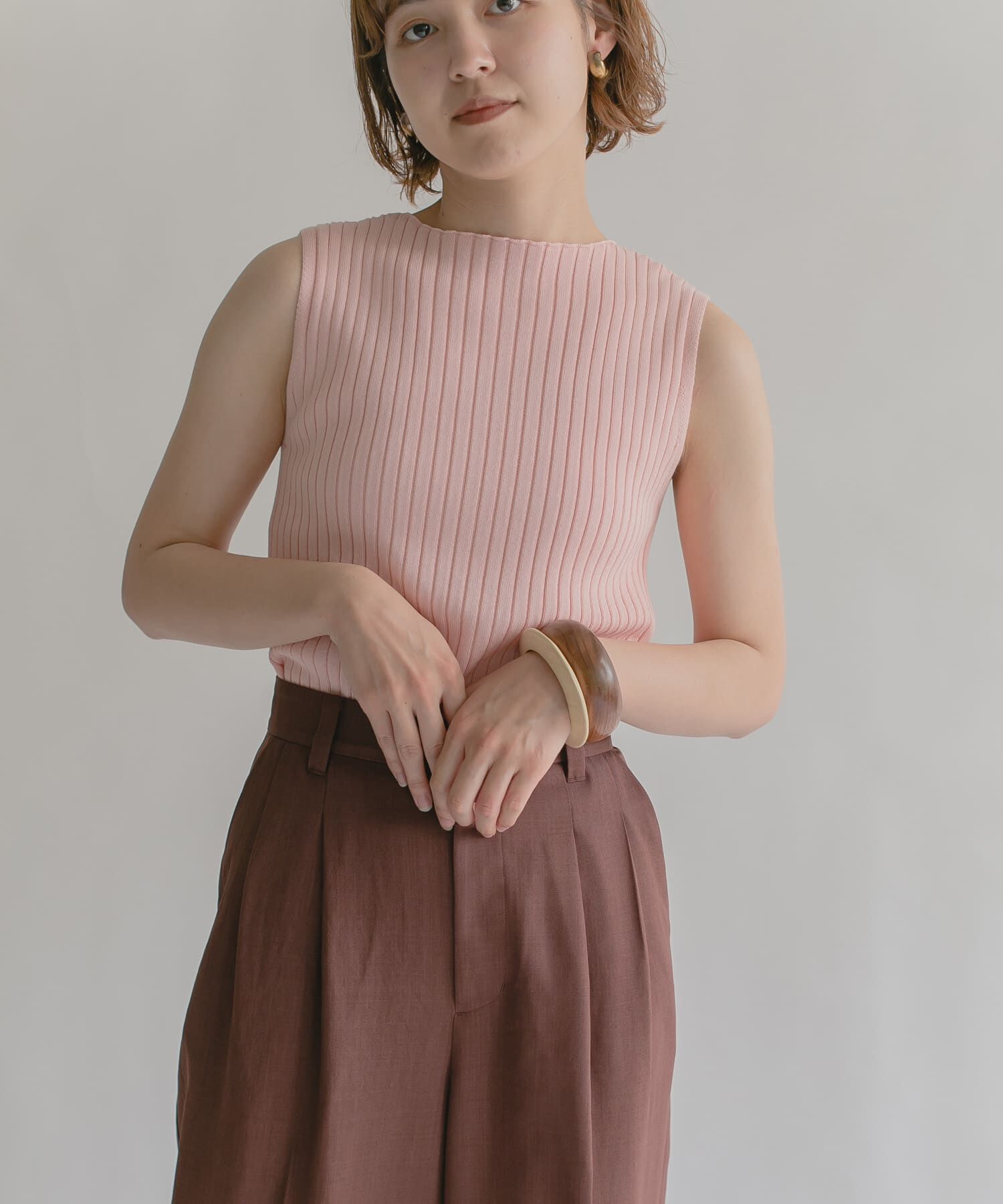  「ボートネックRIBニットタンクトップ」|タンクトップ|