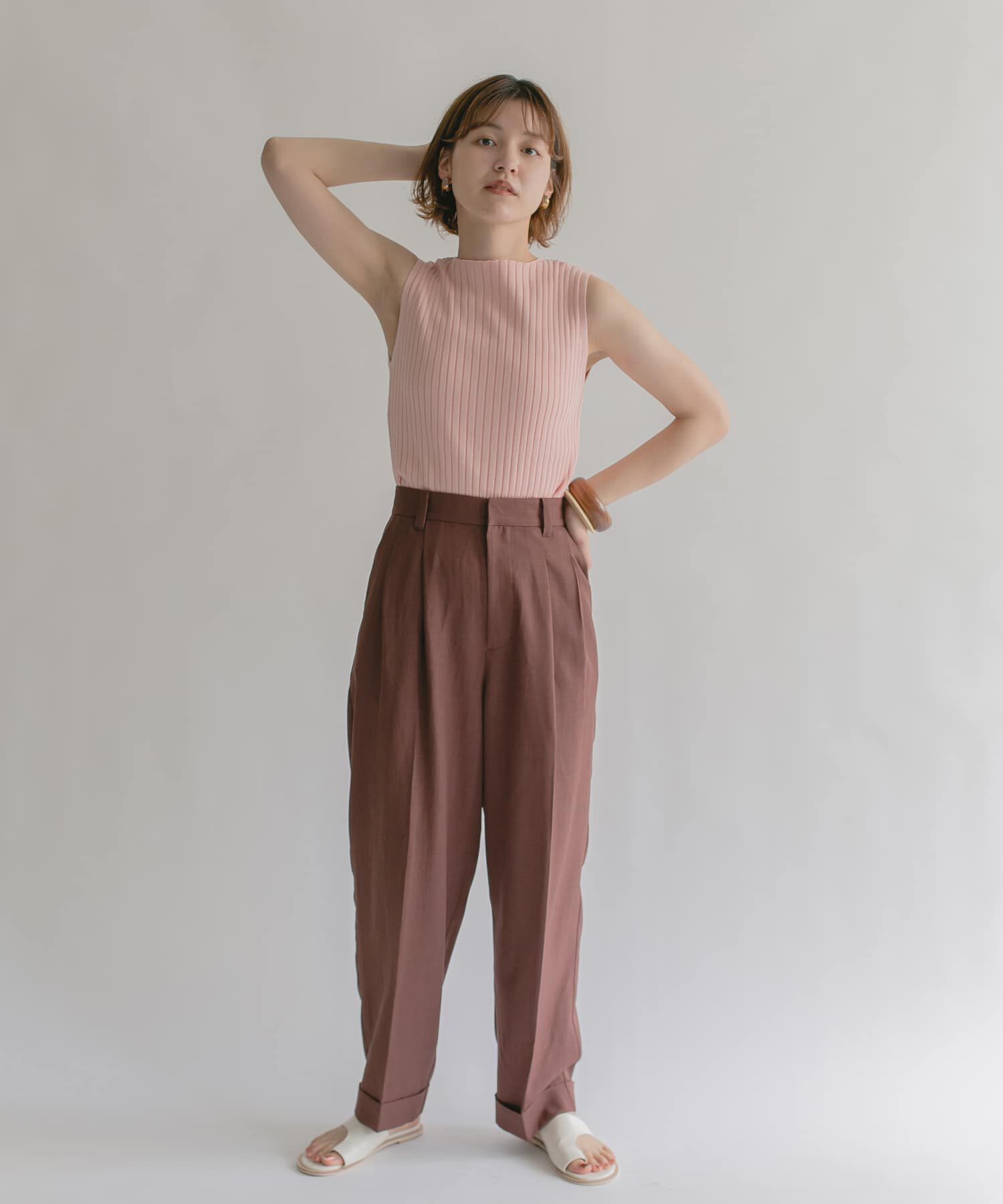  「ボートネックRIBニットタンクトップ」|タンクトップ|