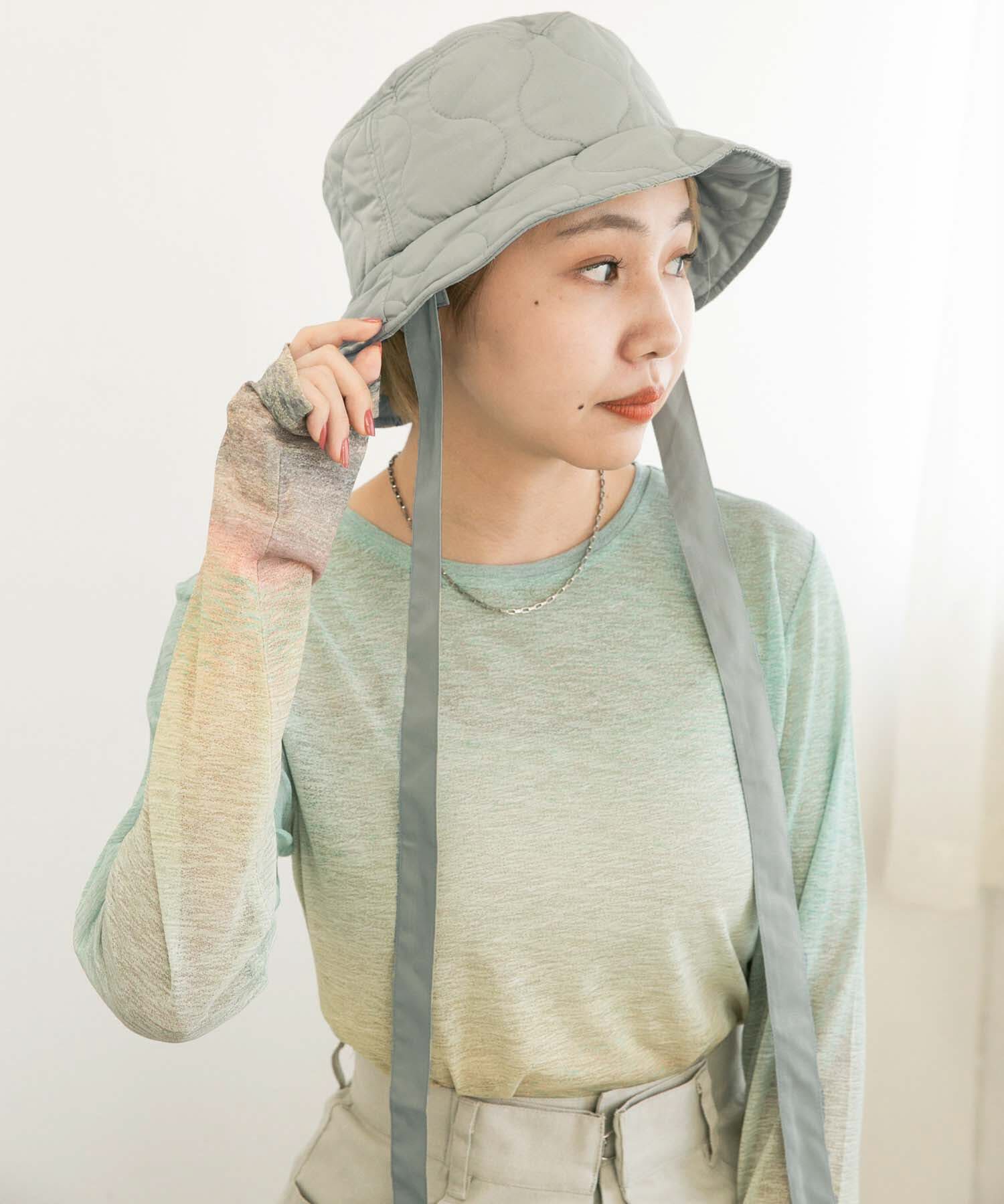  「リボン付きキルティングバケットHAT」|ハット|ミント