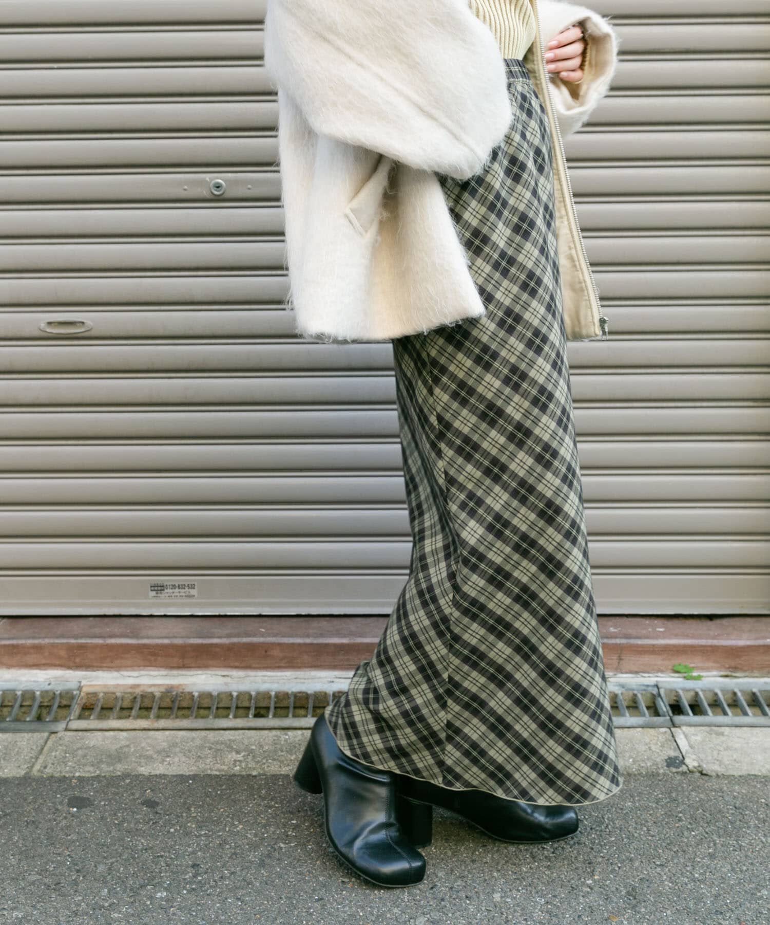  「チェックナロースカート(裏付)」|スカート|