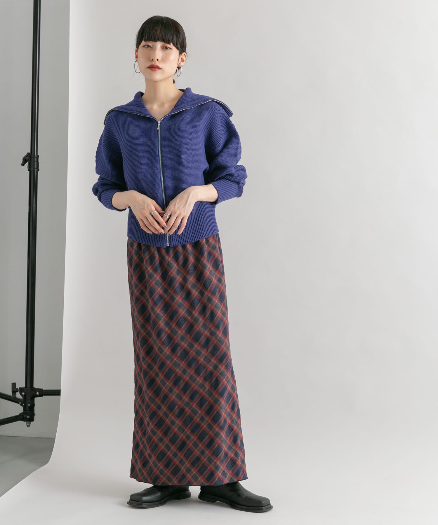  「チェックナロースカート(裏付)」|スカート|