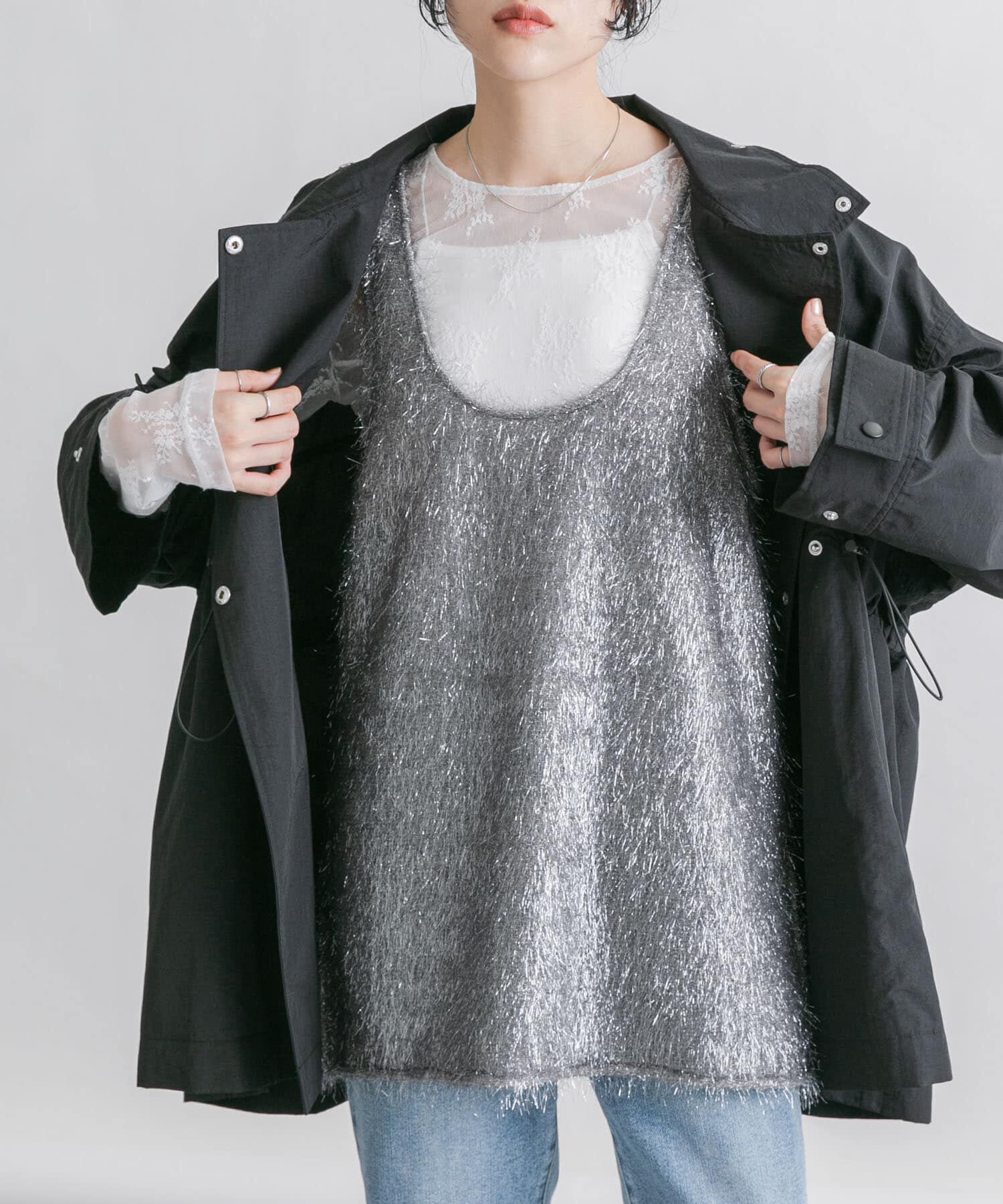  「グリッターフェザータンクトップ」|タンクトップ|シルバー