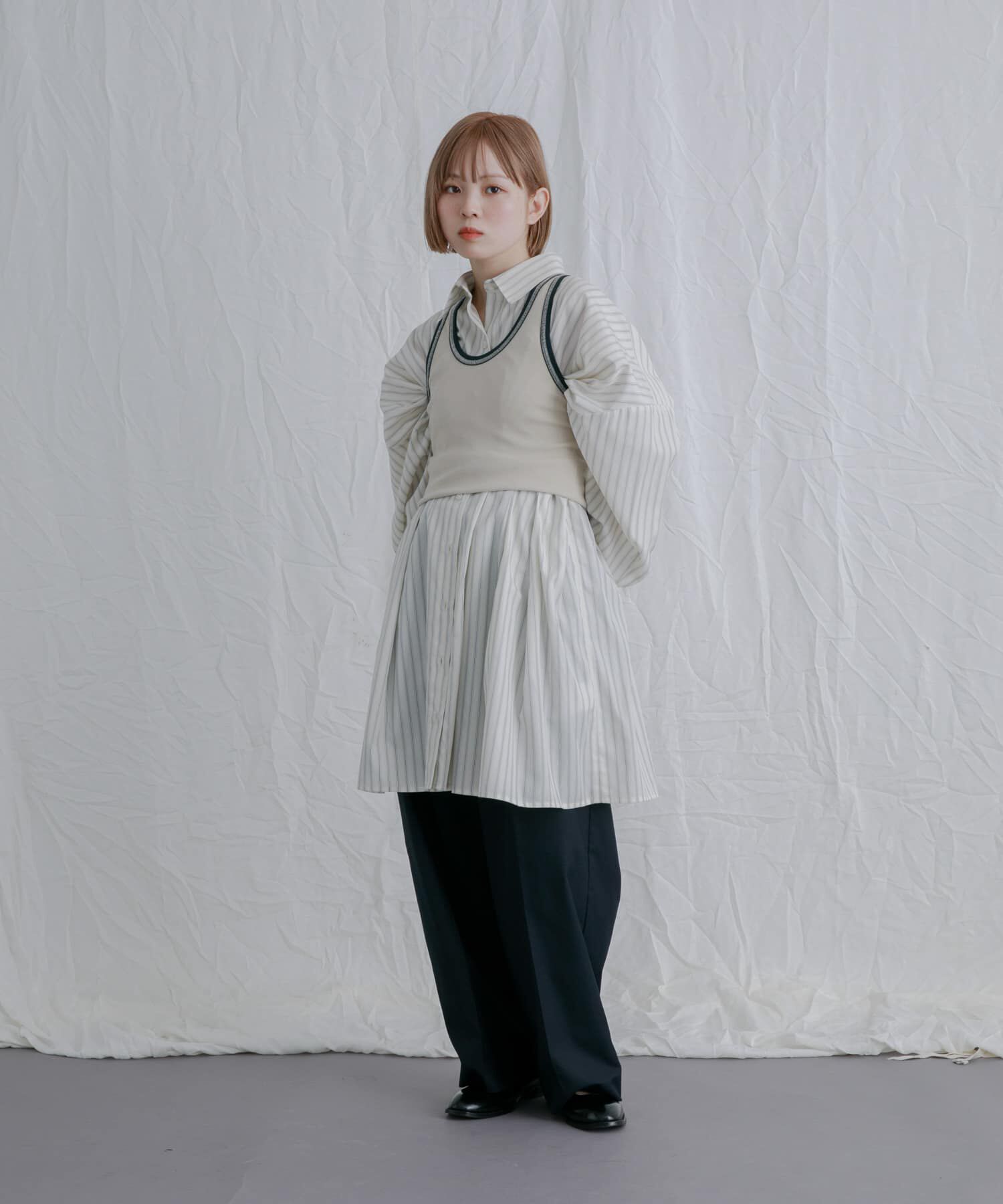  「ストライプウエストタックミニワンピース」|ワンピース|