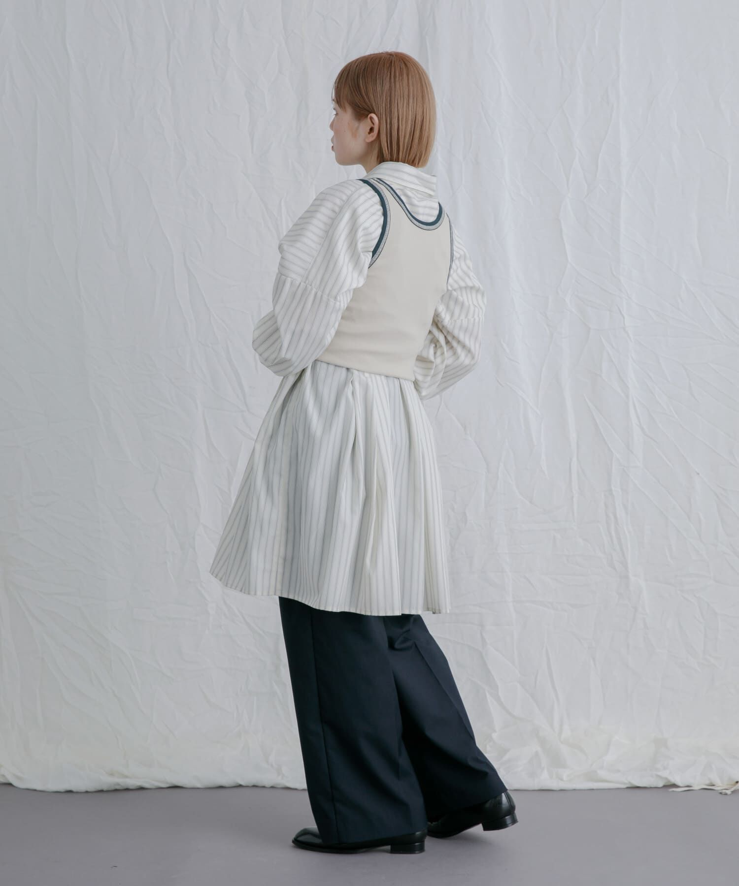  「ストライプウエストタックミニワンピース」|ワンピース|