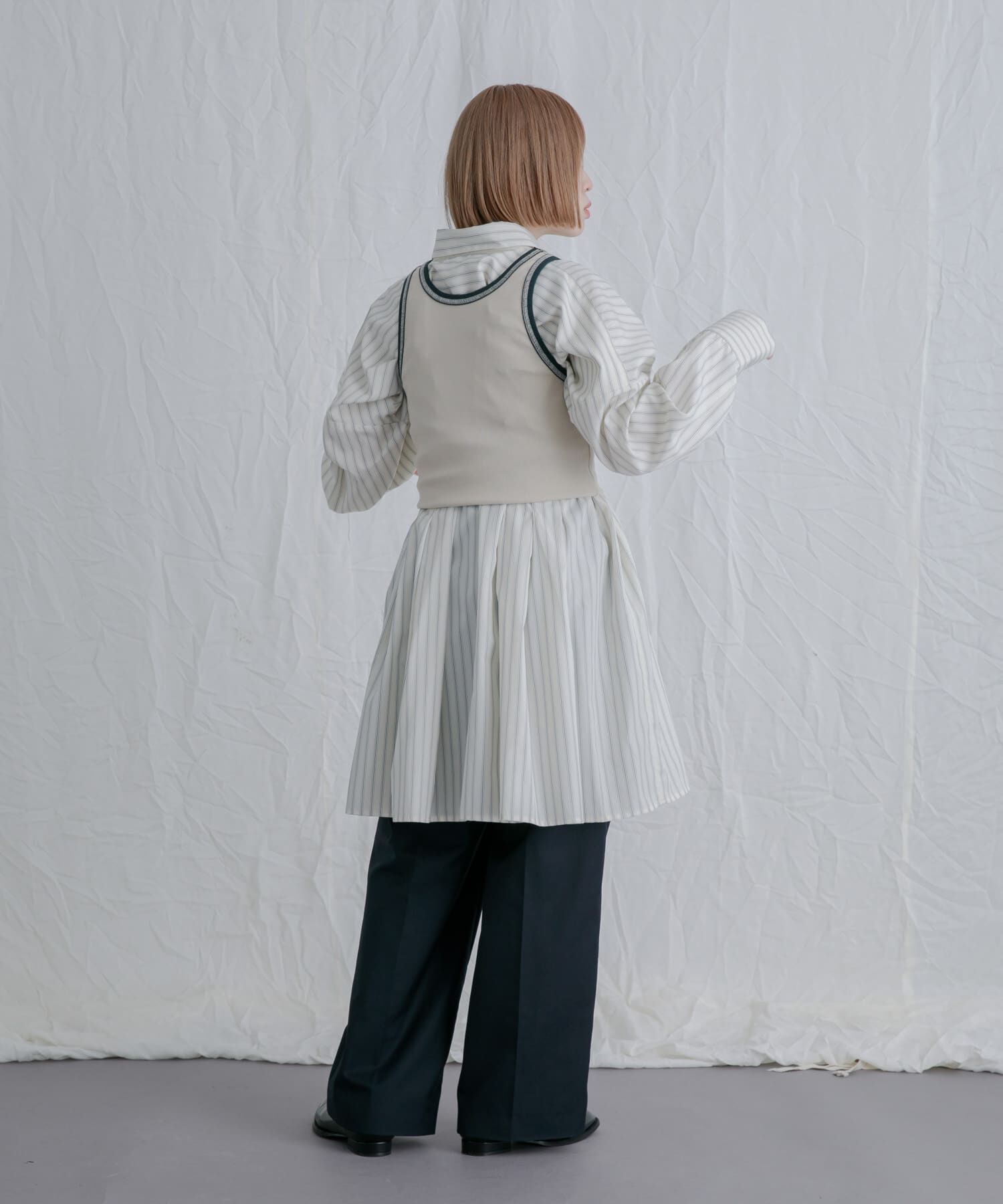  「ストライプウエストタックミニワンピース」|ワンピース|