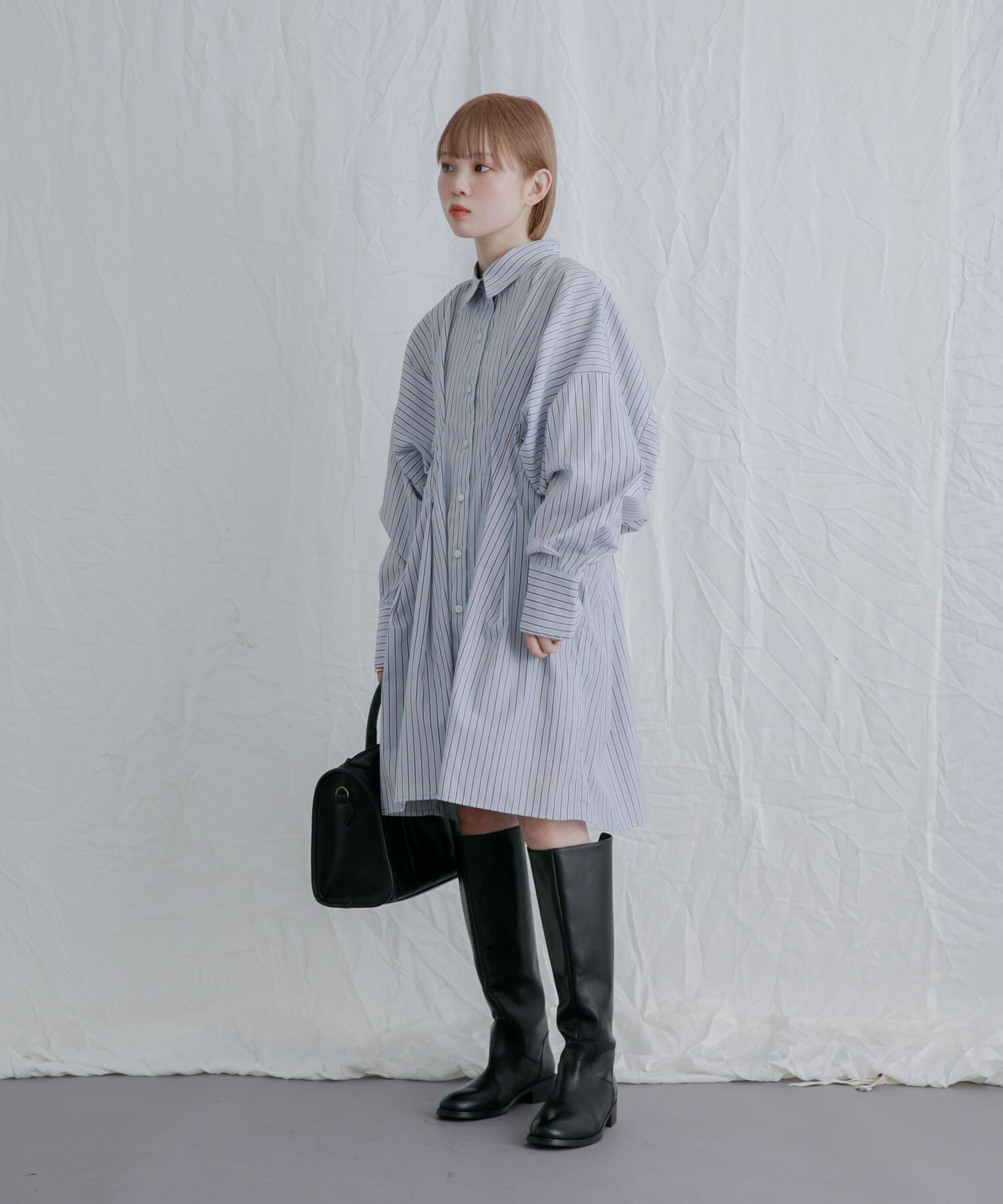  「ストライプウエストタックミニワンピース」|ワンピース|