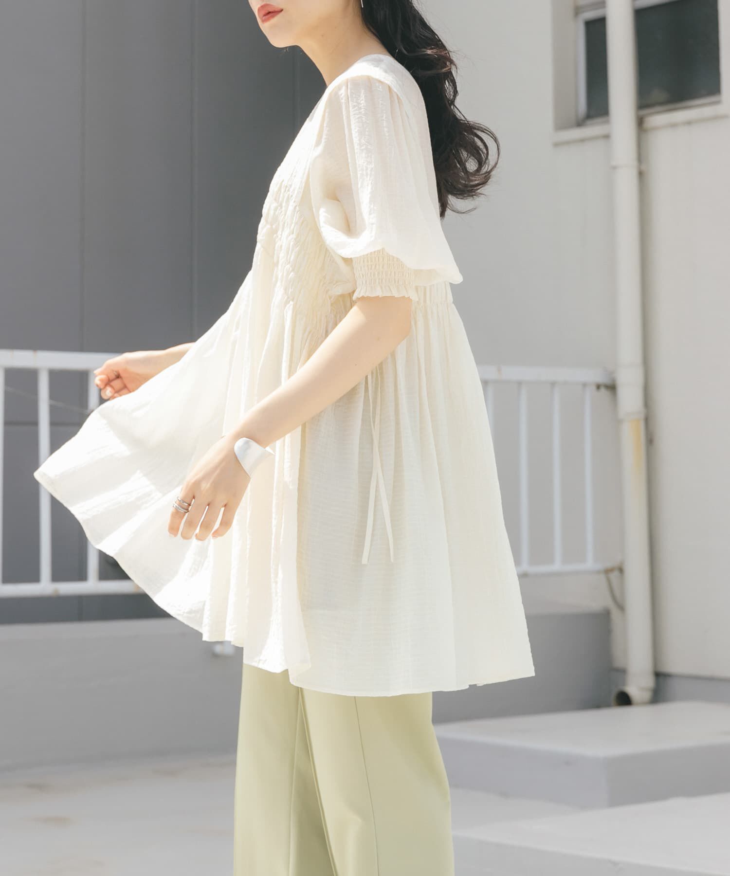  「2WAYシャーリングミニワンピース」|ワンピース|