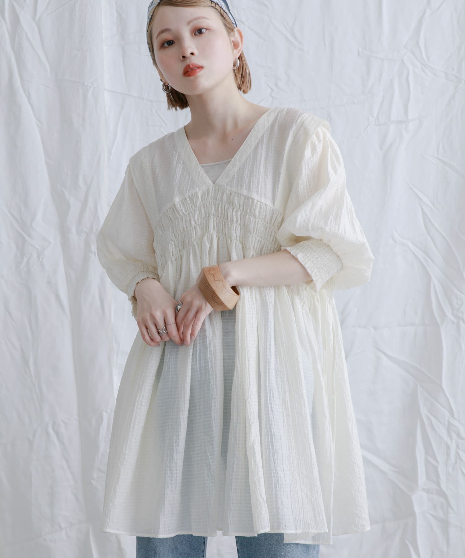  「2WAYシャーリングミニワンピース」|ワンピース|