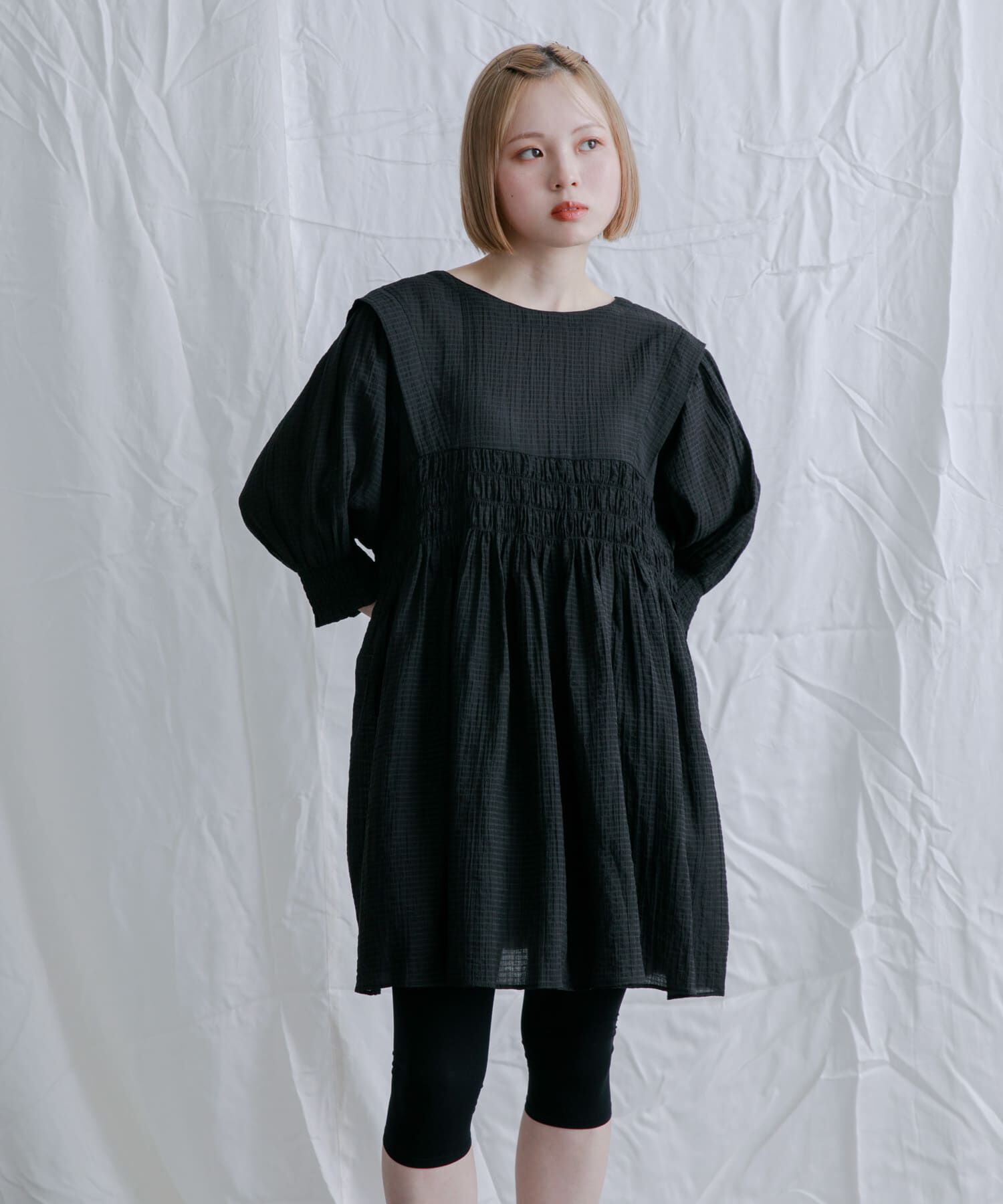  「2WAYシャーリングミニワンピース」|ワンピース|