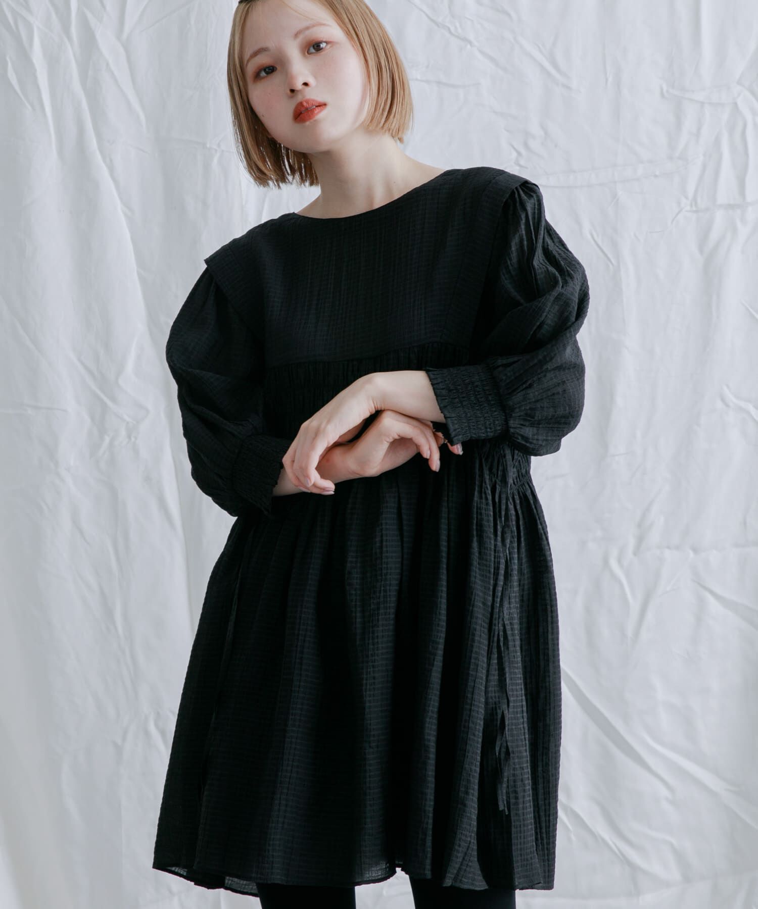  「2WAYシャーリングミニワンピース」|ワンピース|