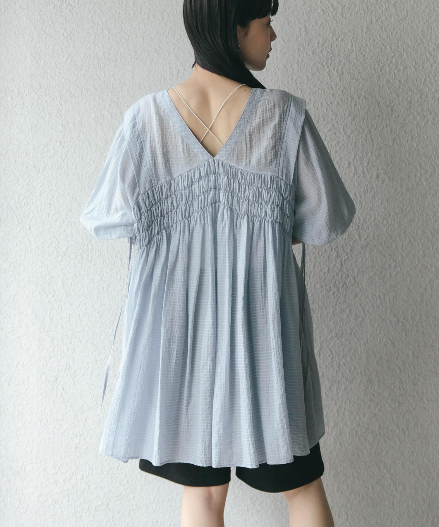  「2WAYシャーリングミニワンピース」|ワンピース|ライトブルー