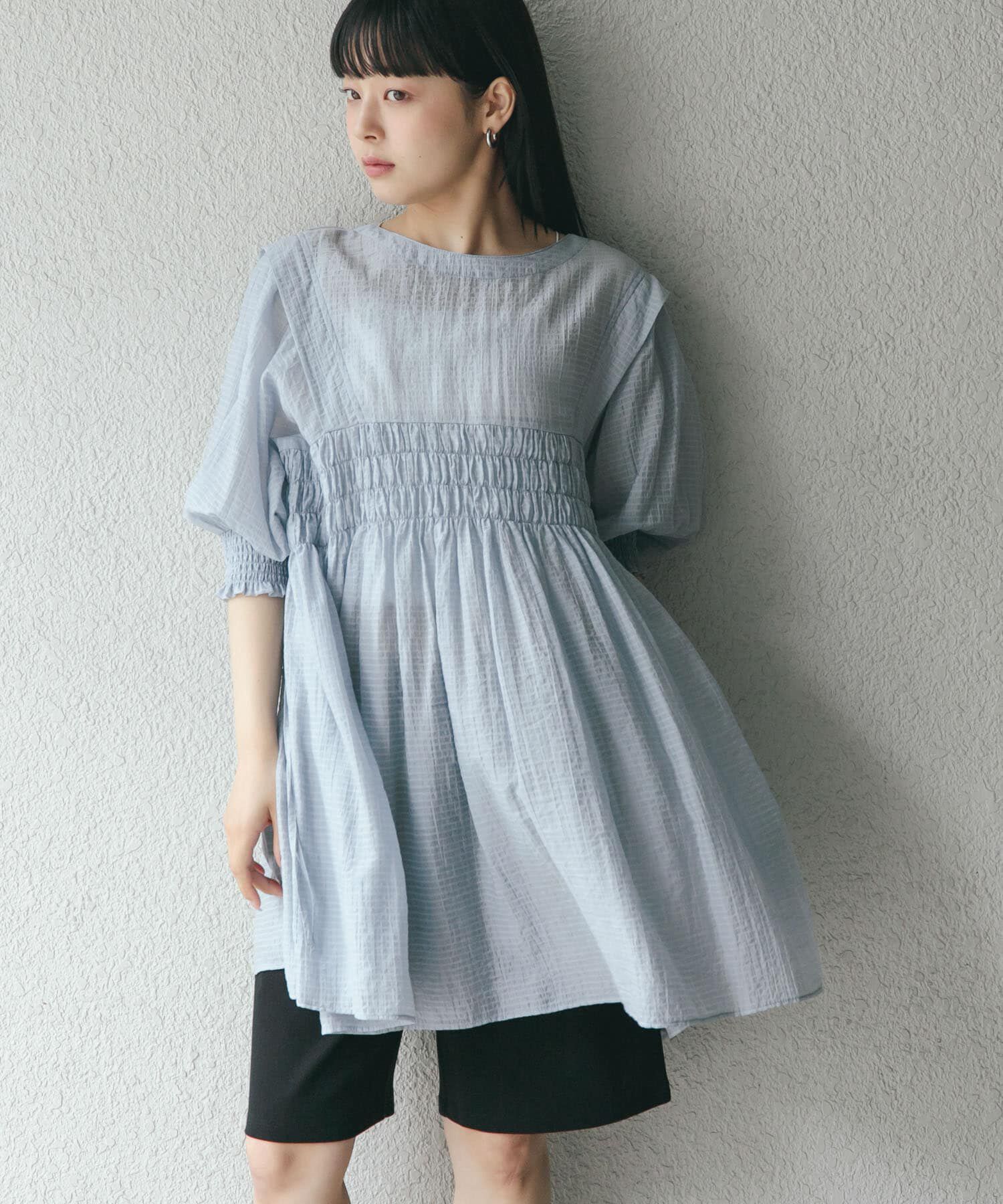  「2WAYシャーリングミニワンピース」|ワンピース|